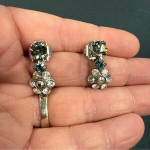 Sorrelli Dangle Earrings - Clear, Blue, Silver & Gray / Smoky Stones